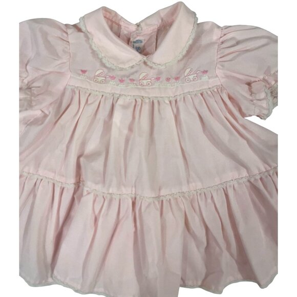 Vintage 1990s Baby Girls Pink Ruffle Tiered Dress 3-6M - Picture 6 of 6